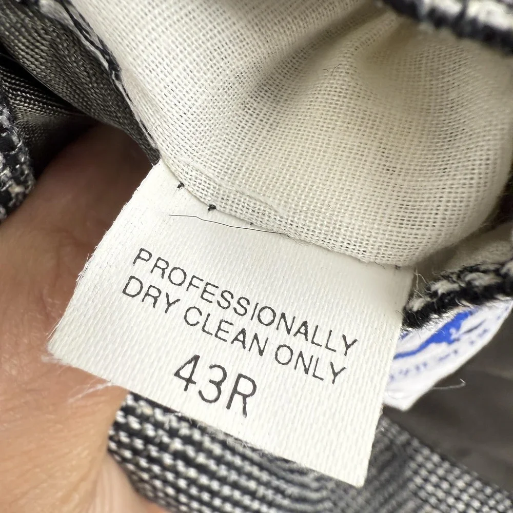 Andover Reed Mens Wool Blend Blazer Size 43R Gray Houndstooth‎ Sport Coat USA